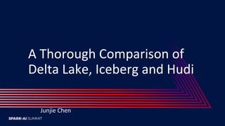 A Thorough Comparison of
Delta Lake, Iceberg and Hudi
Junjie Chen
 
