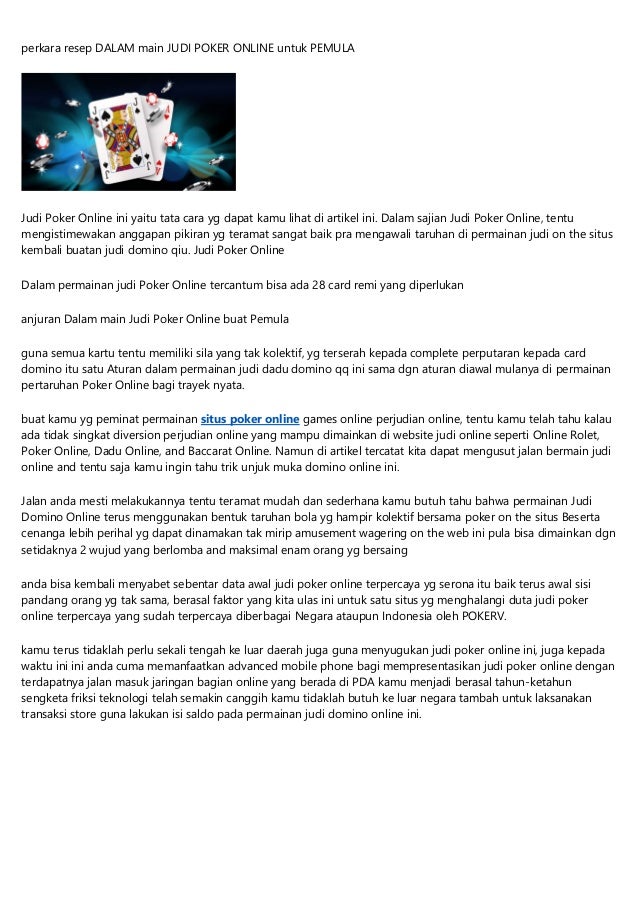 Aturan Permainan Poker Online Aturan Permainan Poker Online