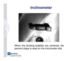Inclinometer
Inclinometer
When the leveling bubbles are centered, the
percent slope is read on the micrometer dial.
 