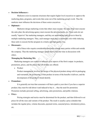 Marketing Management Short Notes | PDF
