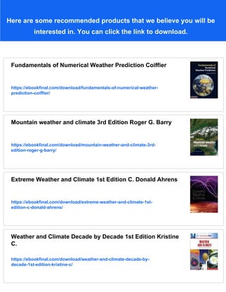 Numerical Weather and Climate Prediction Thomas Tomkins Warner | PDF