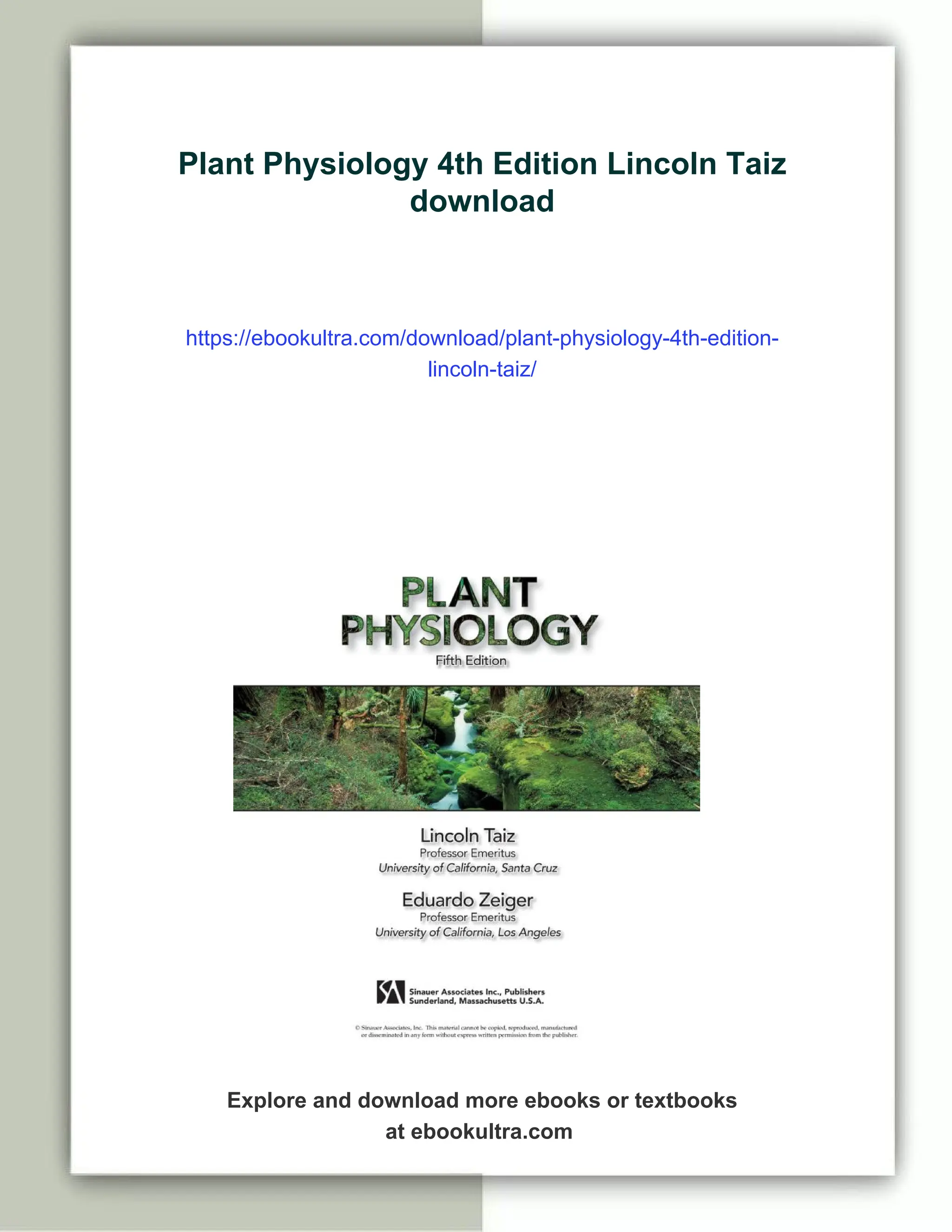 Plant Physiology 4th Edition Lincoln Taiz | PDF