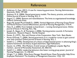 Theory and Measures for Advancing Nursing Shared Governance | PDF