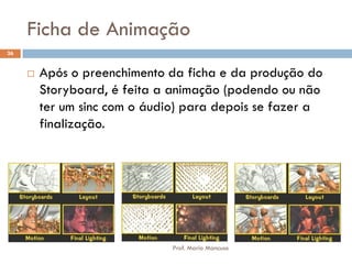 Ficha de Animação
 Após o preenchimento da ficha e da produção do
Storyboard, é feita a animação (podendo ou não
ter um sinc com o áudio) para depois se fazer a
finalização.
26
Prof. Mario Mancuso
 