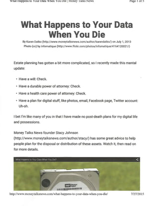 what happens to data when you die