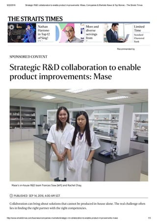Strategic R&D collaboration to enable p..