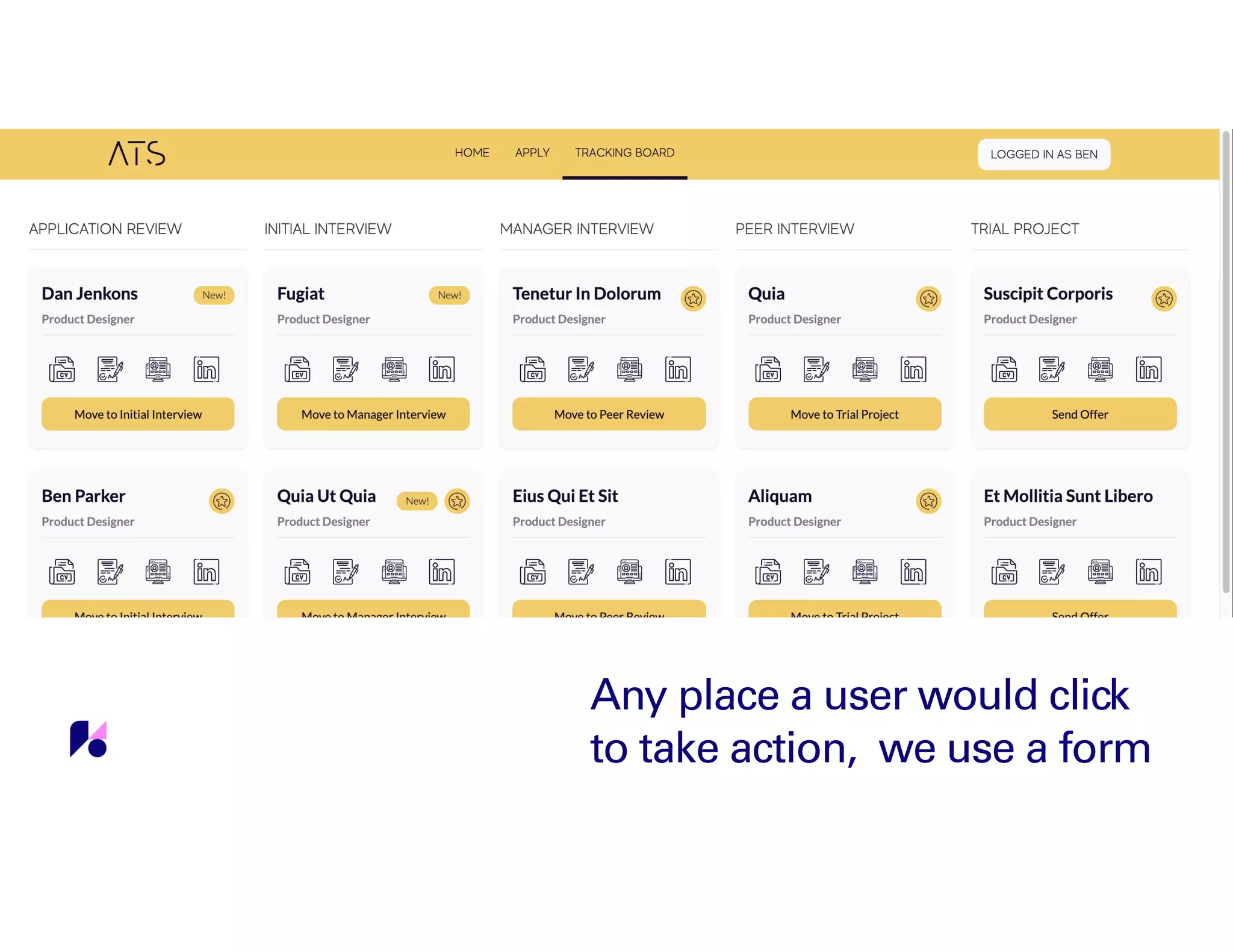 Any place a user would click
to take action, we use a form
 