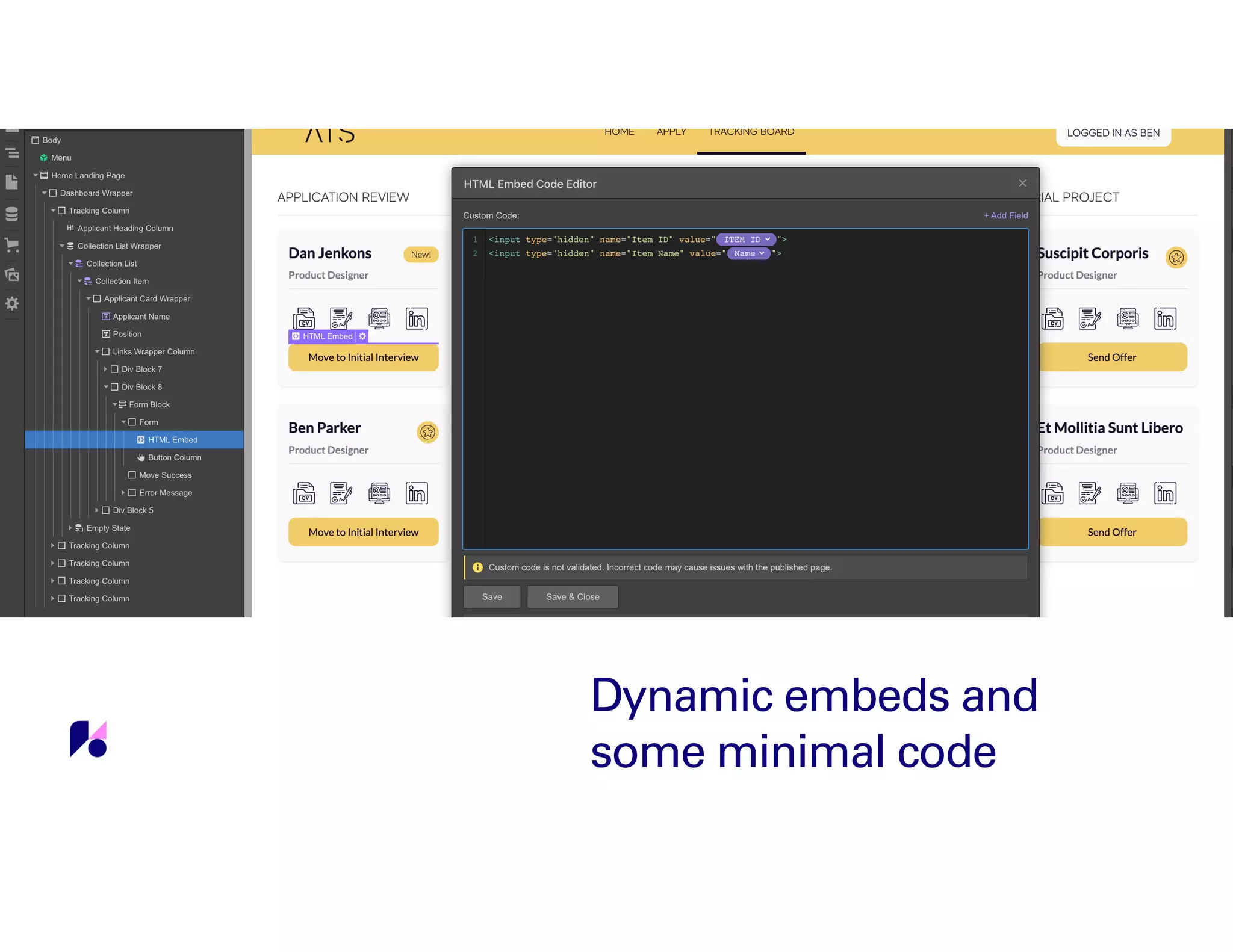 Dynamic embeds and
some minimal code
 
