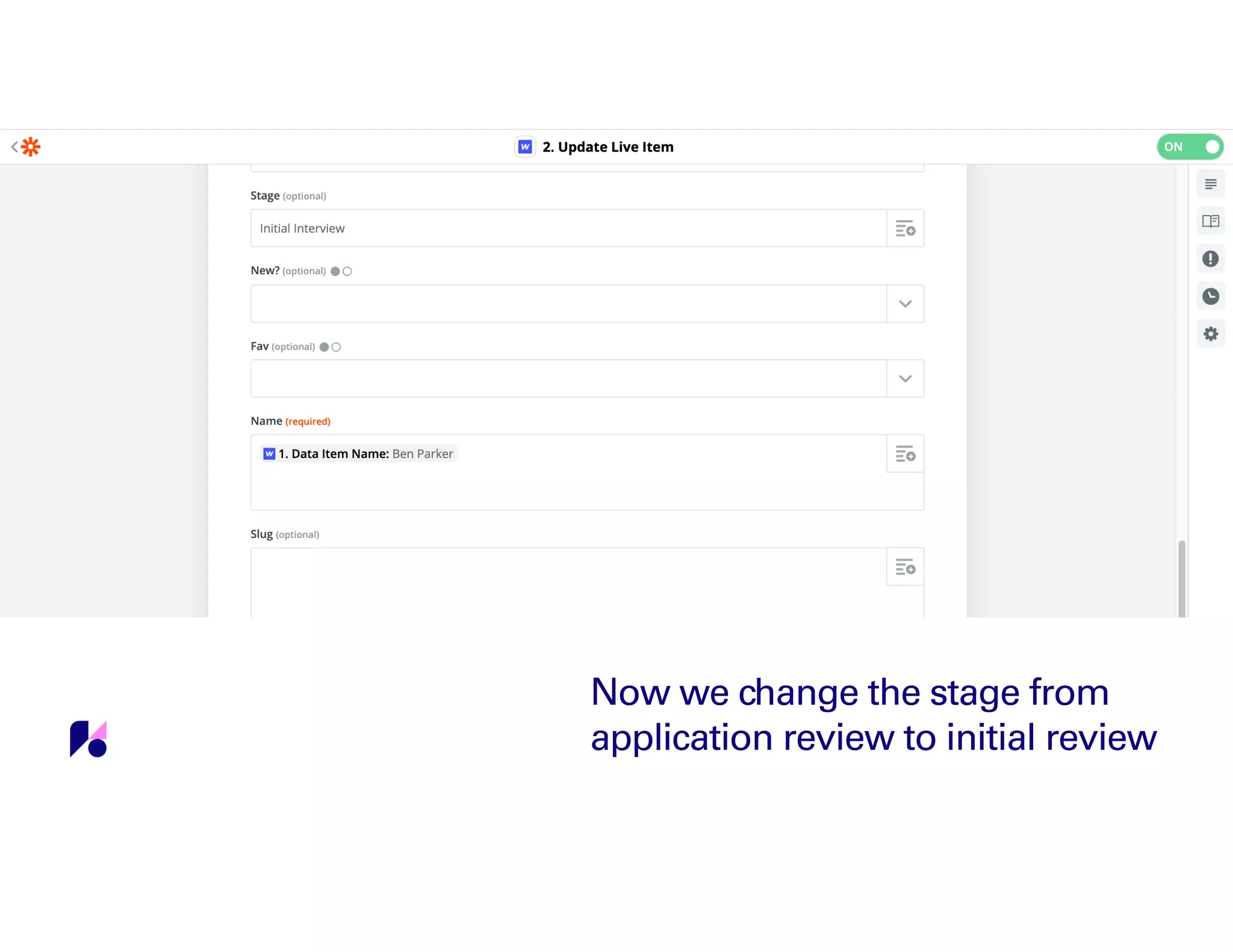 Now we change the stage from
application review to initial review
 