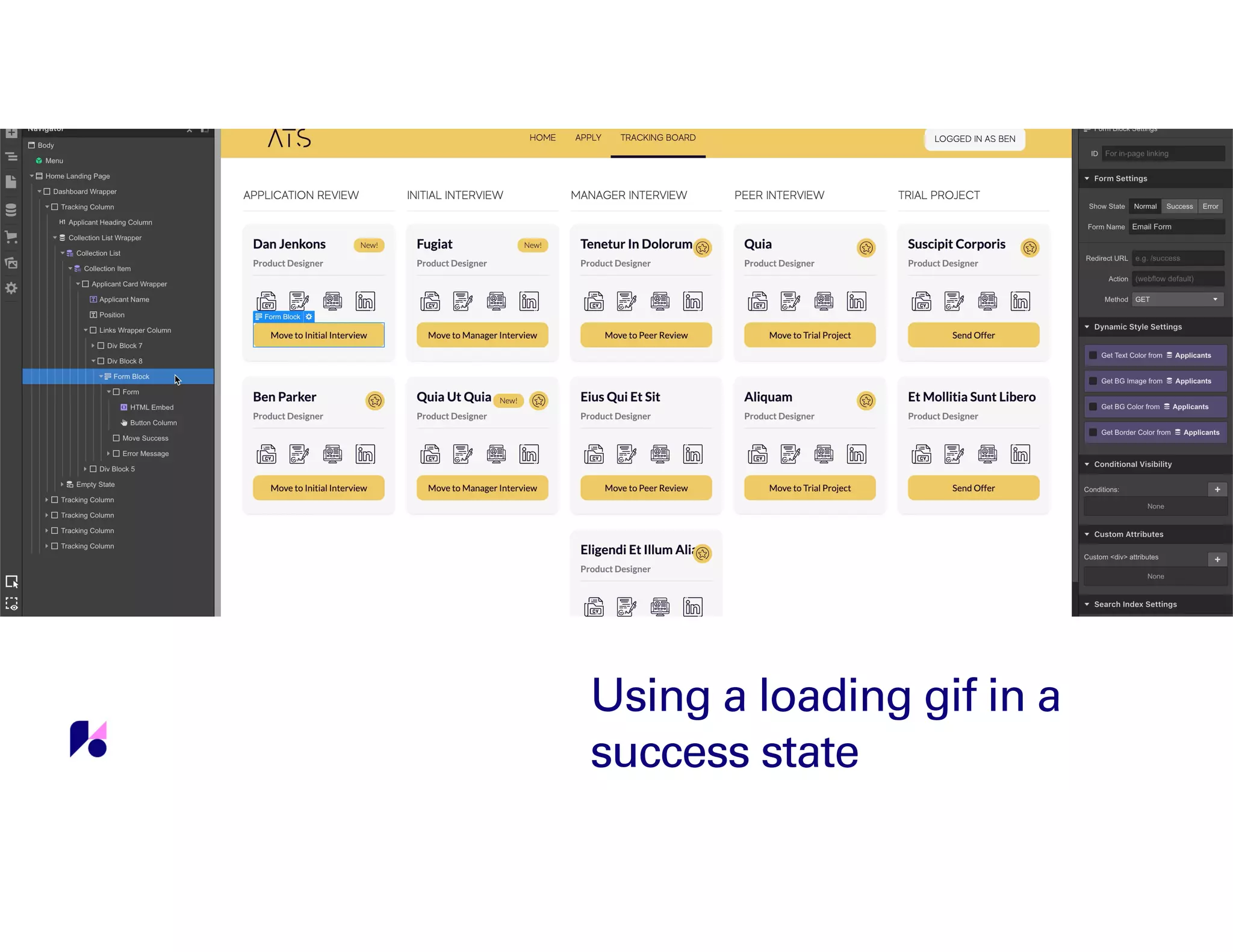 Using a loading gif in a
success state
 