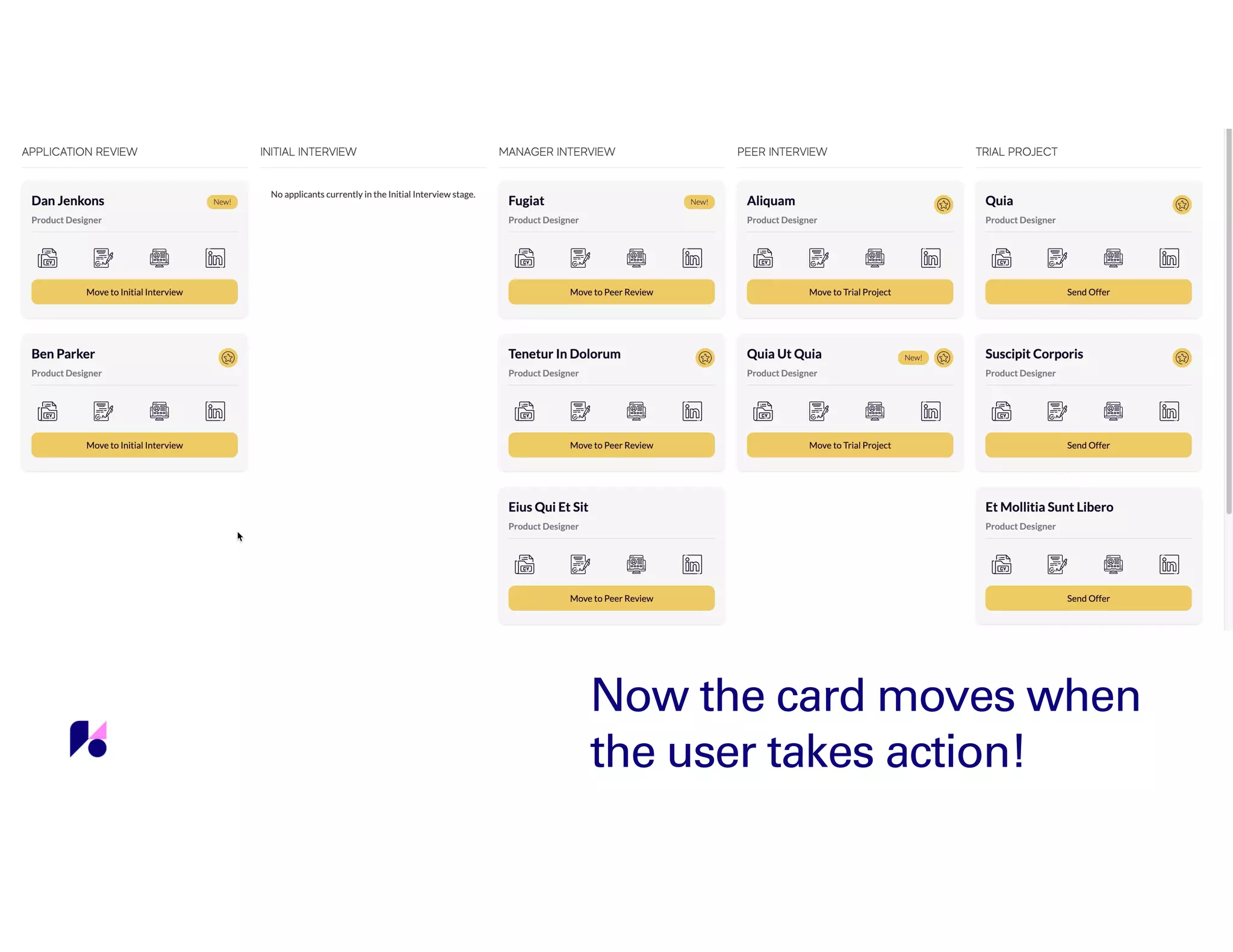 Now the card moves when
the user takes action!
 