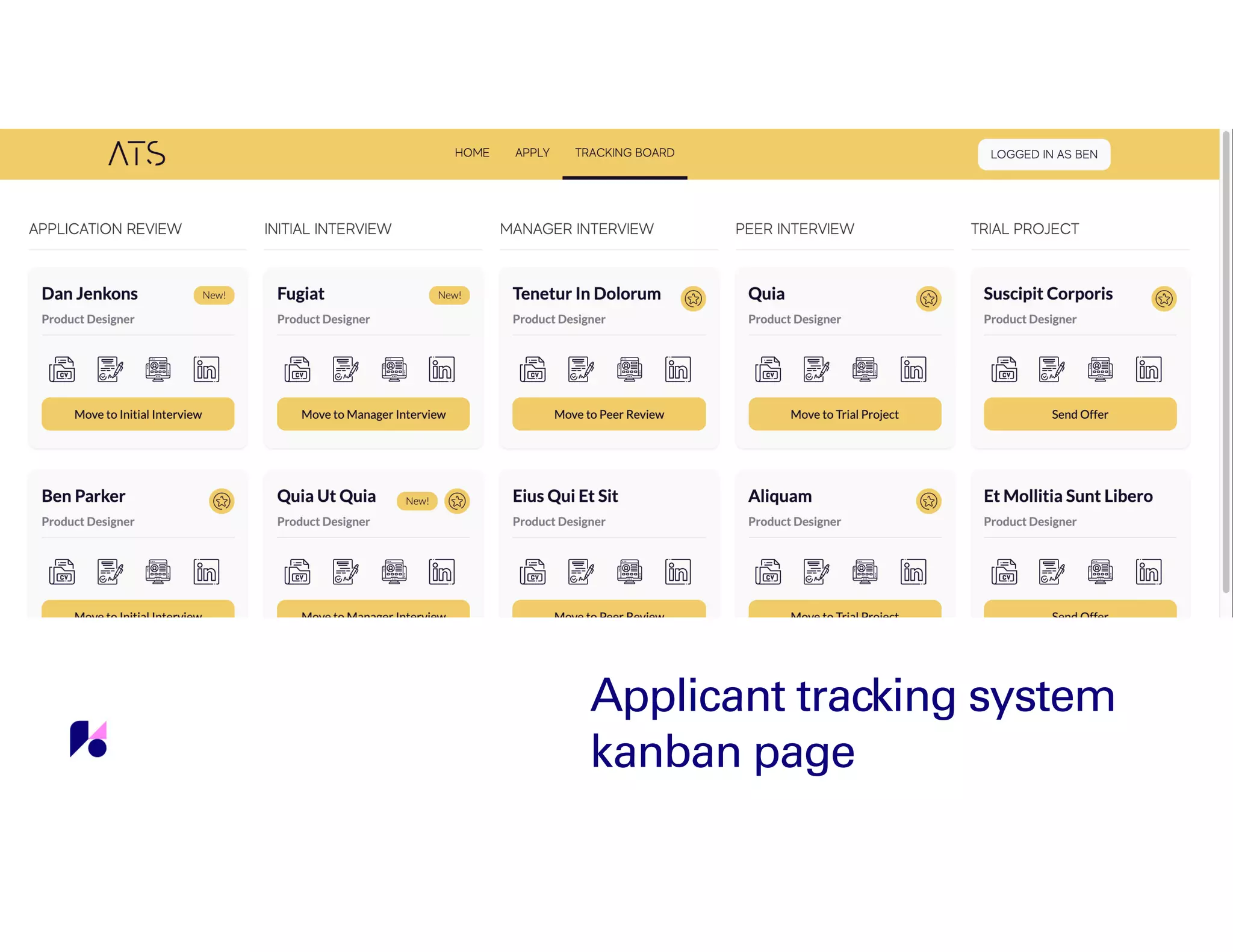 Applicant tracking system
kanban page
 
