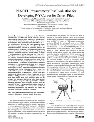 PENCEL Pressuremeter Test Evaluation for Developing P-Y Curves for ...