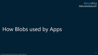 https://azureezy.com
© 2020 AzureEzy and AzureTalk. All rights reserved!
How Blobs used by Apps
35
 