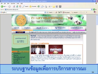 306325 Unit 2 : e-Commerce Application
ระบบฐานข้อมูลเพื่อการบริการสาธารณะ 59
 