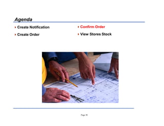 Page 30
Agenda
Create Notification
Create Order
Confirm Order
View Stores Stock
 