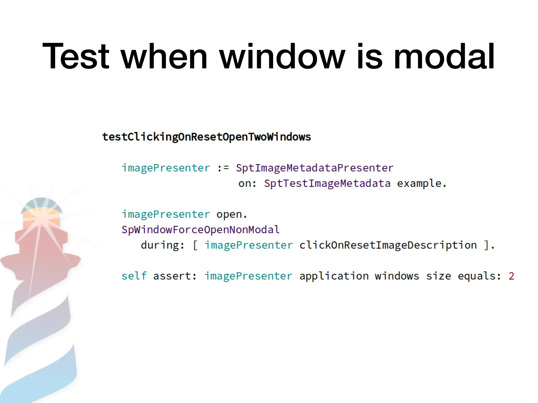 Test when window is modal
 