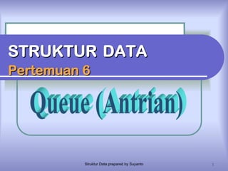 Struktur Data prepared by Suyanto 1
STRUKTUR
STRUKTUR DATA
DATA
Pertemuan 6
Pertemuan 6
 