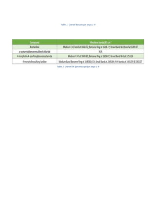 Table 1: Overall Results for Steps 1-4
Table 2: Overall IR Spectroscopy for Steps 1-4
 
