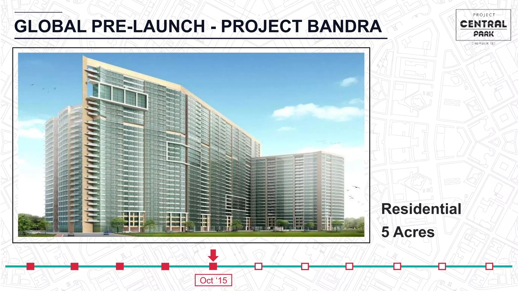 GLOBAL PRE-LAUNCH - PROJECT BANDRA
Residential
5 Acres
Oct ‘15
 