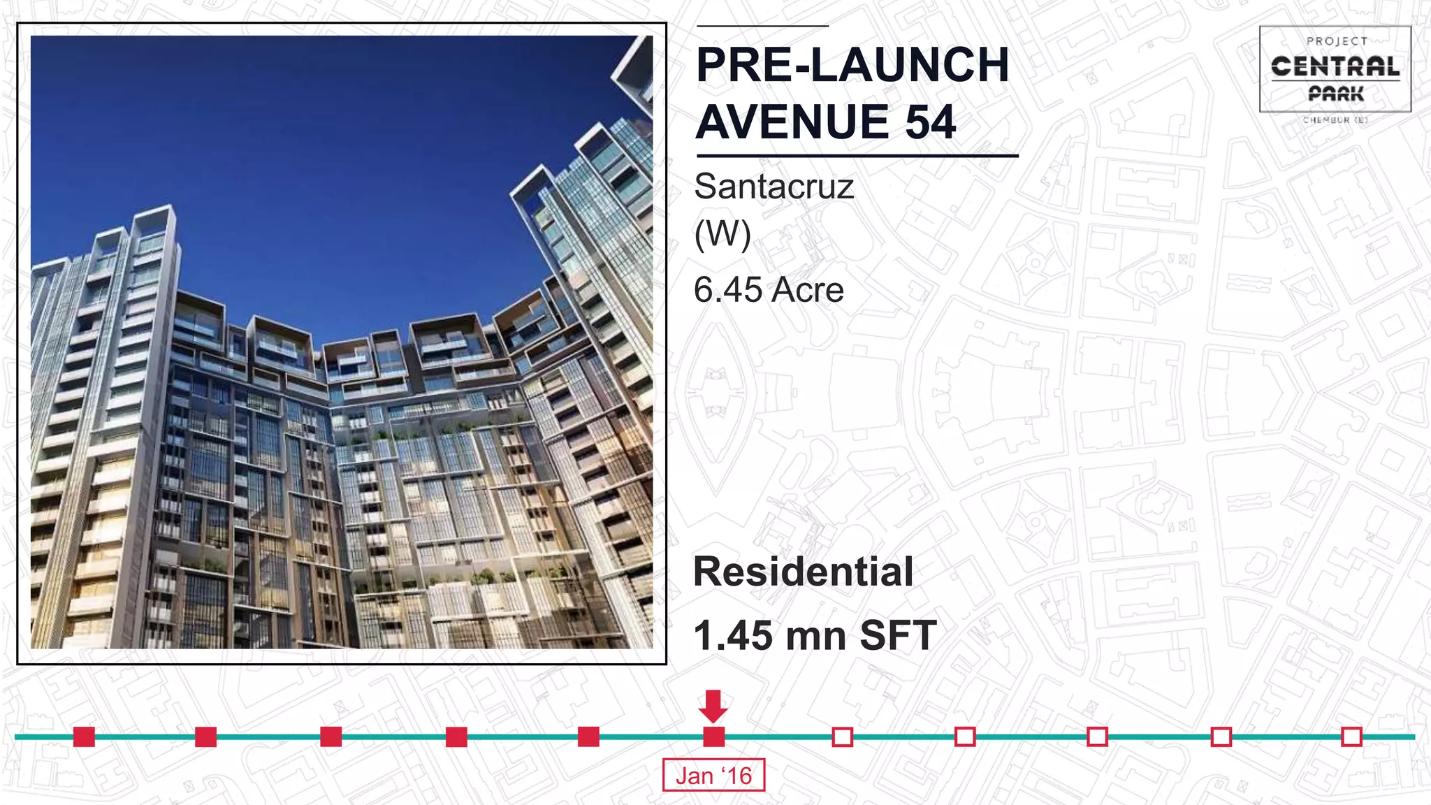 PRE-LAUNCH
AVENUE 54
Residential
1.45 mn SFT
Santacruz
(W)
6.45 Acre
Jan ‘16
 