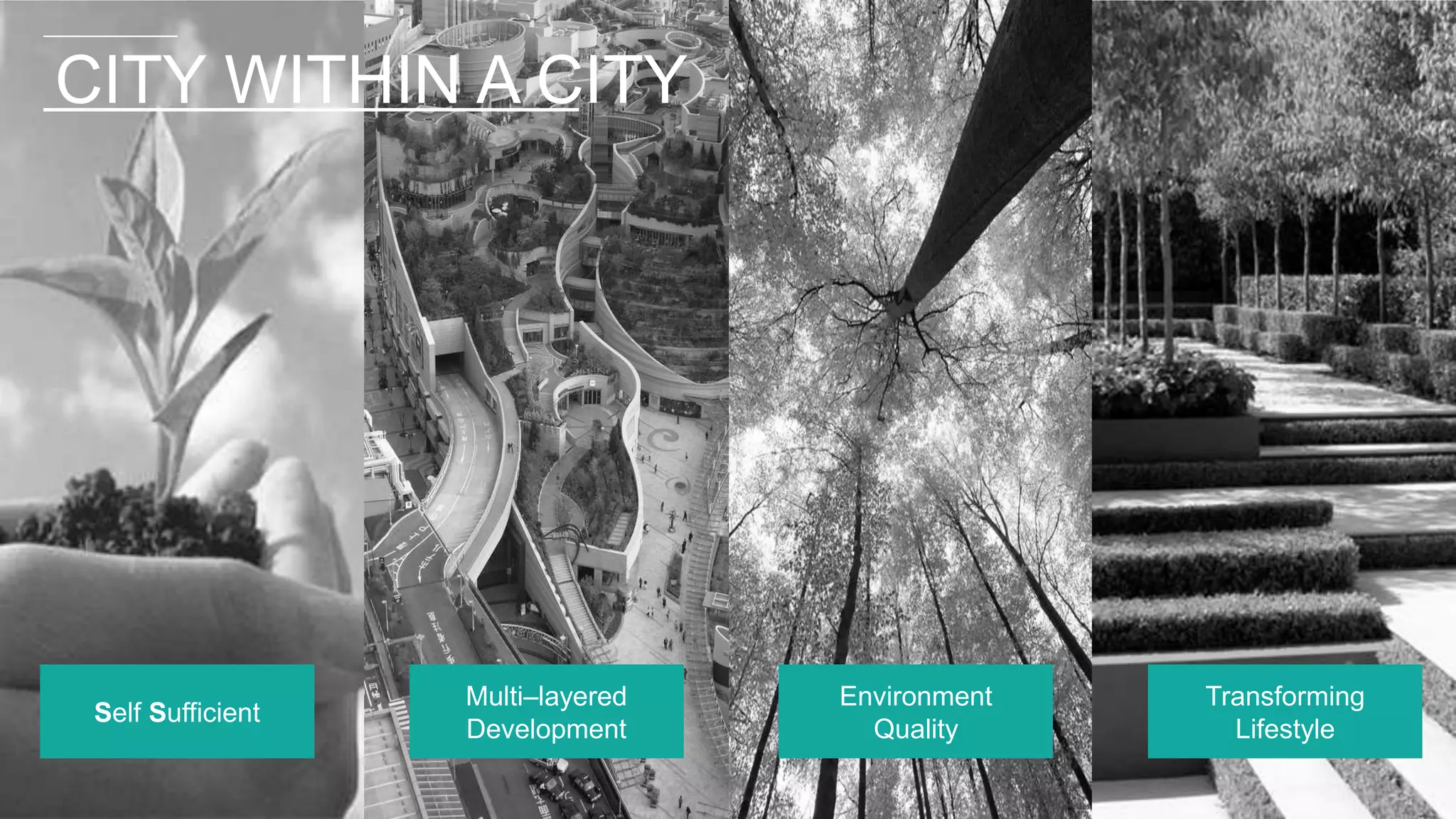 Environment
Quality
Multi–layered
Development
Self Sufficient
Transforming
Lifestyle
CITY WITHIN A CITY
 