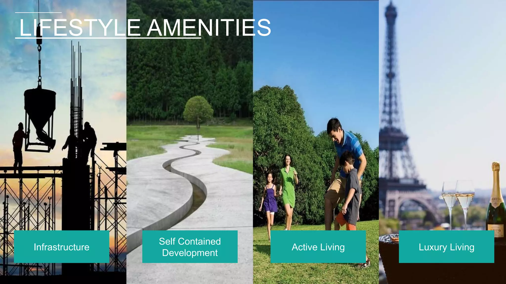 LIFESTYLE AMENITIES
Active Living
Self Contained
Development
Infrastructure Luxury Living
 