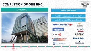 List of the most Marquee Clients
Radius Head Office
COMPLETION OF ONE BKC
ONE BKC
Total Development: 1.5 Mn Sq Ft
May
‘15
 