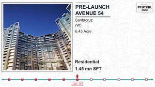 PRE-LAUNCH
AVENUE 54
Residential
1.45 mn SFT
Santacruz
(W)
6.45 Acre
Jan ‘16
 