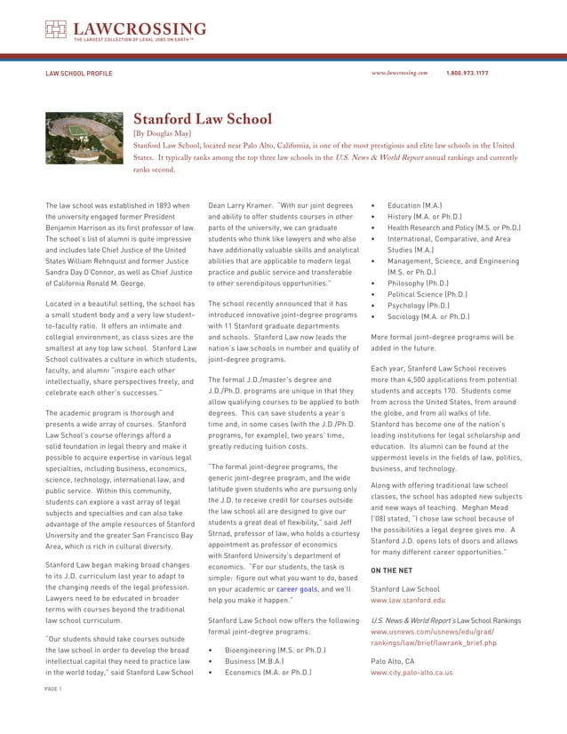 Stanford Law School PDF Postgraduate Education College Education