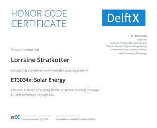 Certificate - Solar Energy
