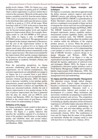 Six Sigma and Educational Quality Management | PDF