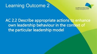 describe appropriate actions to enhance own leadership behaviour