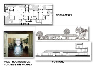 CIRCULATION
VIEW FROM BEDROOM
TOWARDS THE GARDEN
SECTIONS
 
