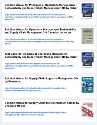 Solution Manual for Principles of Supply Chain Management A Balanced ...