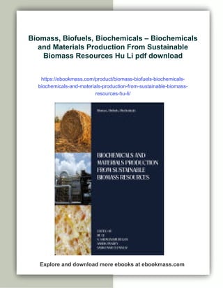 Biomass, Biofuels, Biochemicals – Biochemicals and Materials Production ...