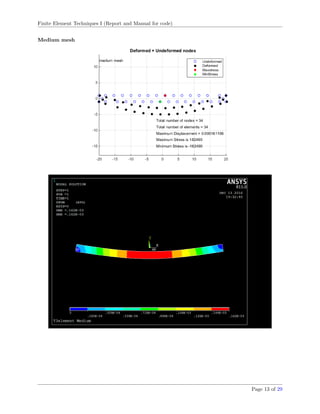 Finite Element Techniques I (Report and Manual for code)
Medium mesh
Page 13 of 29
 