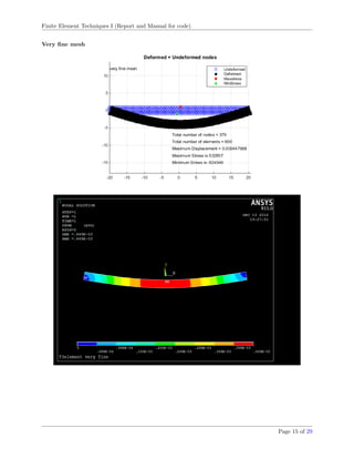 Finite Element Techniques I (Report and Manual for code)
Very ﬁne mesh
Page 15 of 29
 