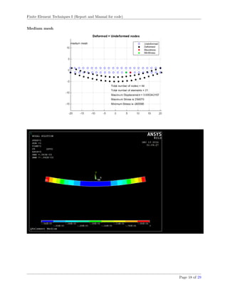 Finite Element Techniques I (Report and Manual for code)
Medium mesh
Page 18 of 29
 