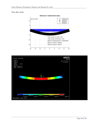 Finite Element Techniques I (Report and Manual for code)
Very ﬁne mesh
Page 20 of 29
 