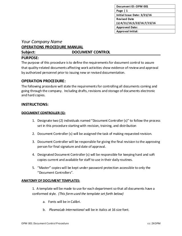 procedural documentation example procedure documentation templates