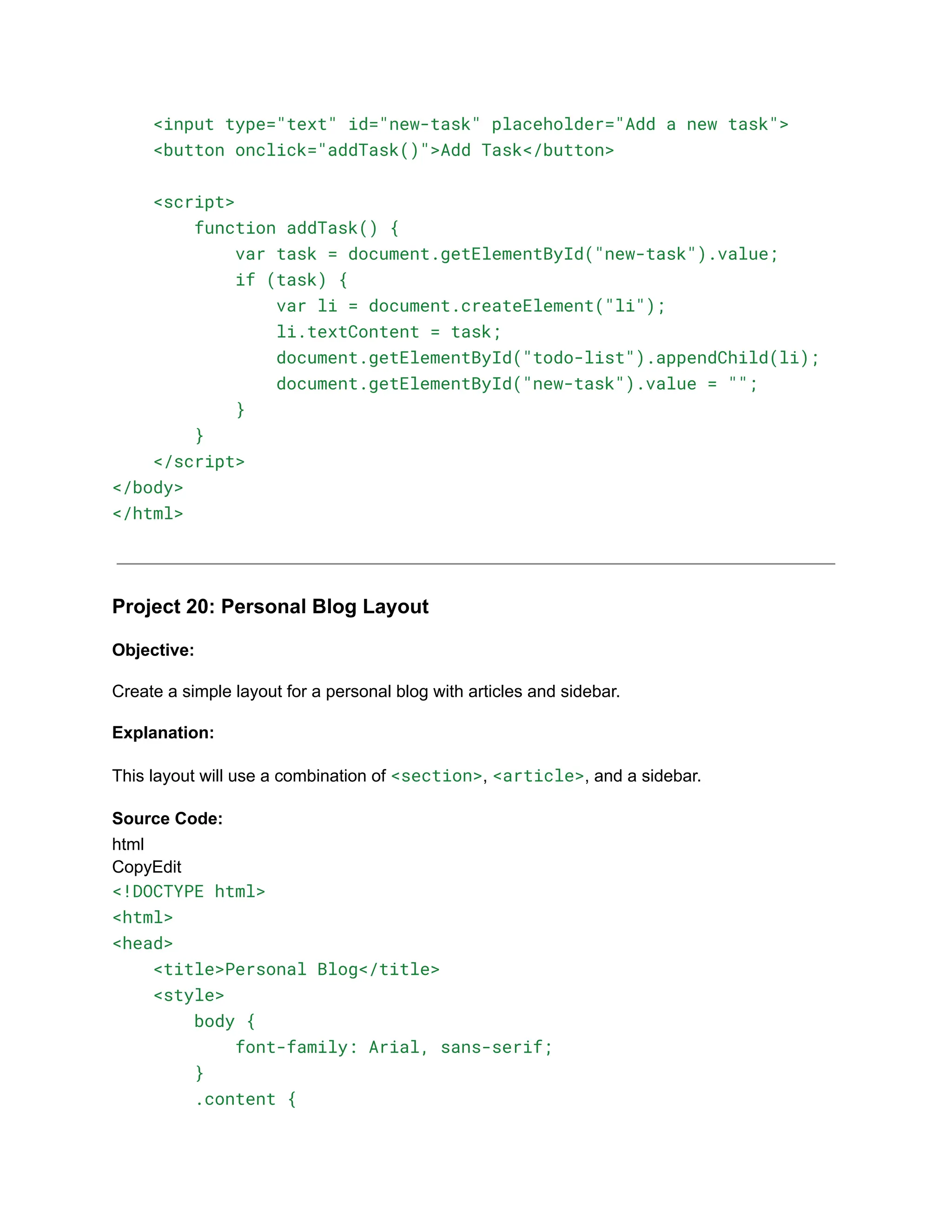 30+ Basic HTML Coding Projects for Class 10.pdf