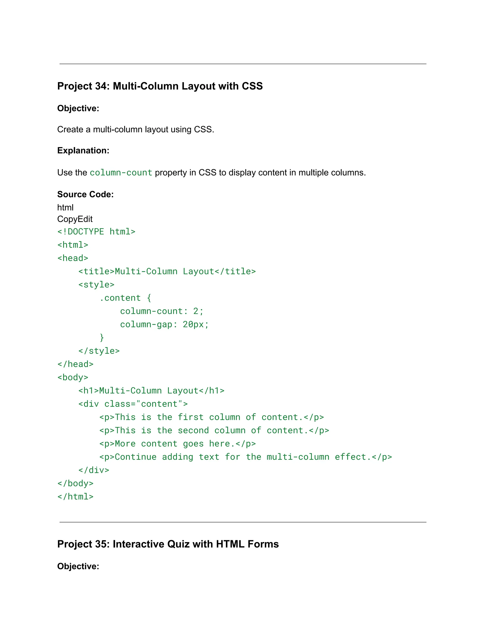 30+ Basic HTML Coding Projects for Class 10.pdf