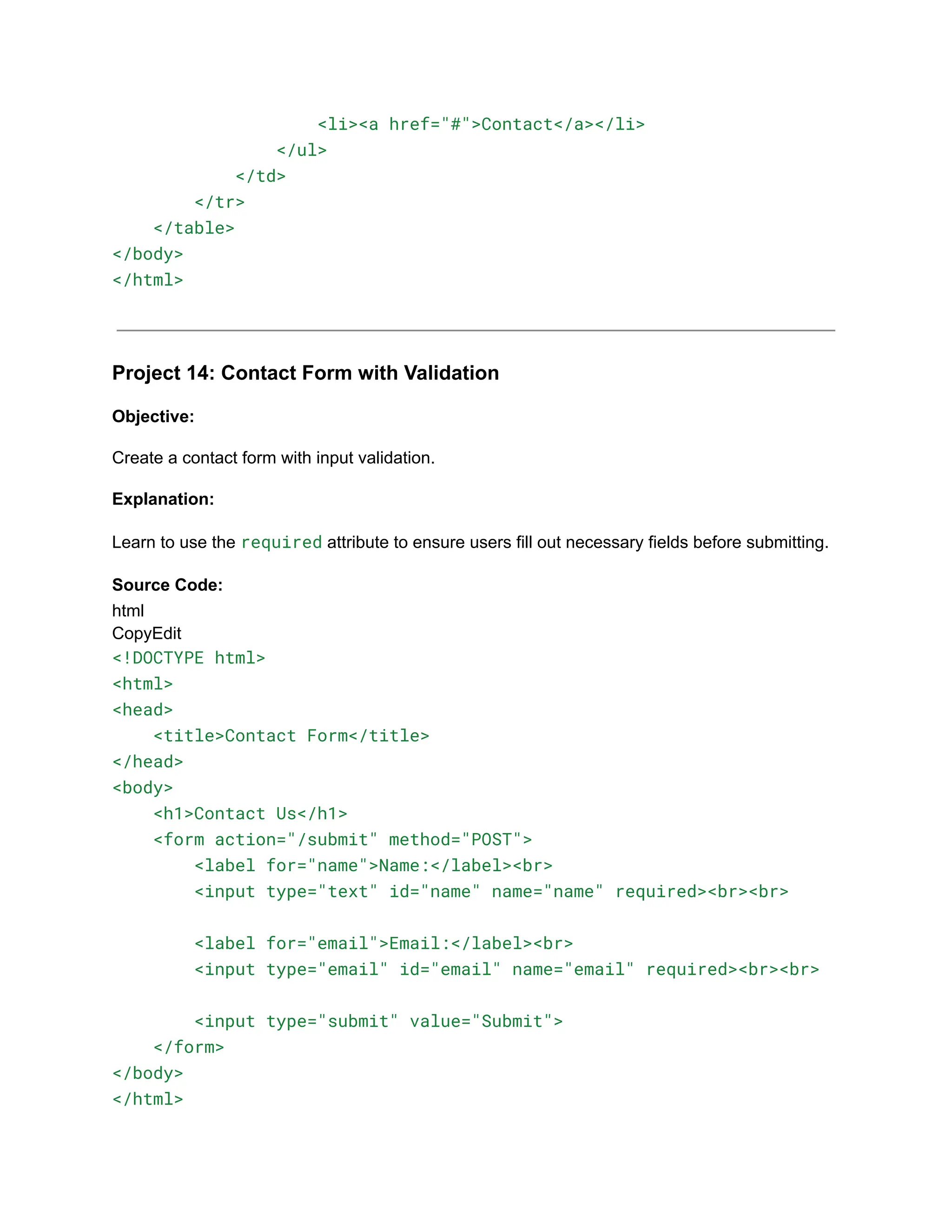 30+ Basic HTML Coding Projects for Class 10.pdf