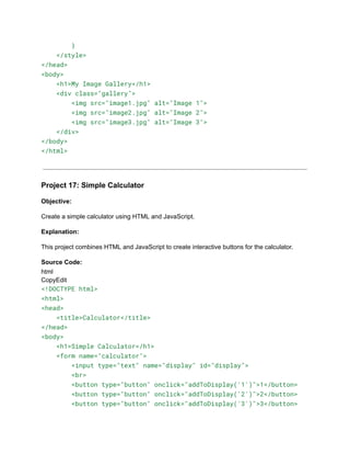 30+ Basic HTML Coding Projects for Class 10.pdf