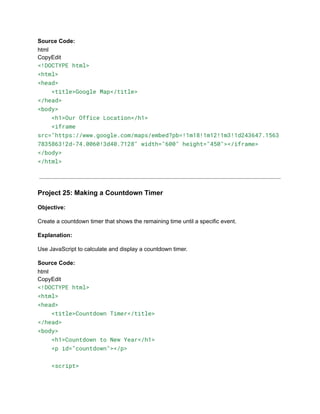 30+ Basic HTML Coding Projects for Class 10.pdf
