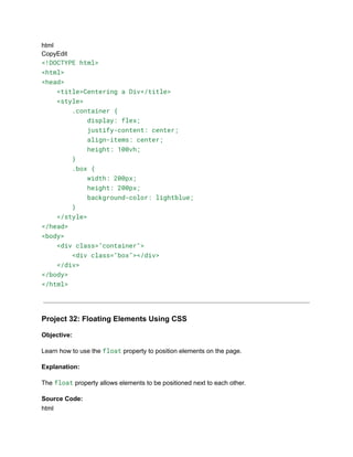 30+ Basic HTML Coding Projects for Class 10.pdf