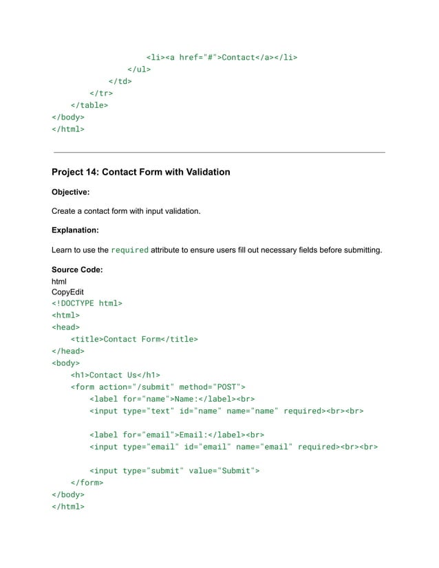 30+ Basic HTML Coding Projects for Class 10.pdf