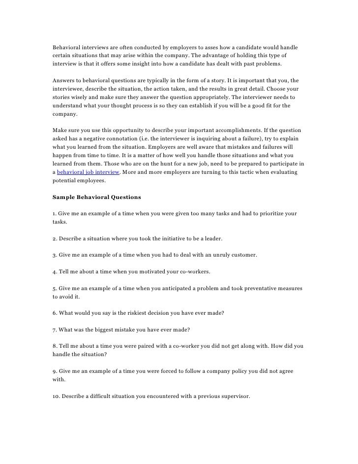 preparing for a behavioural interview