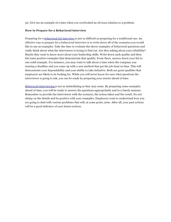 preparing for a behavioral interview